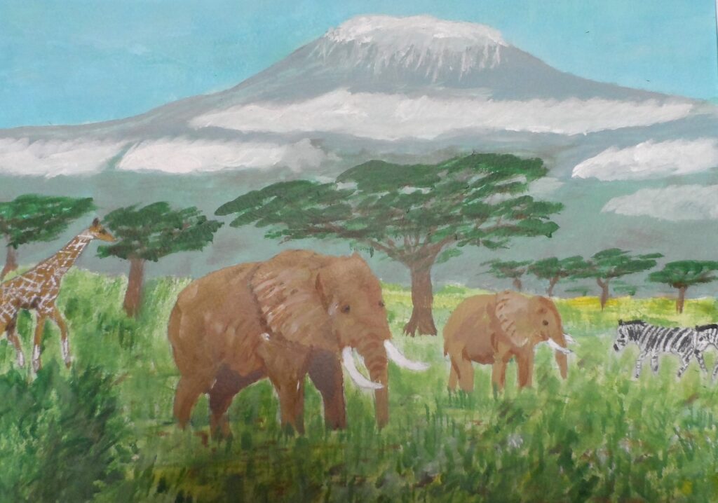 Jan de Graaff-Amboseli park Kenya-aquarel