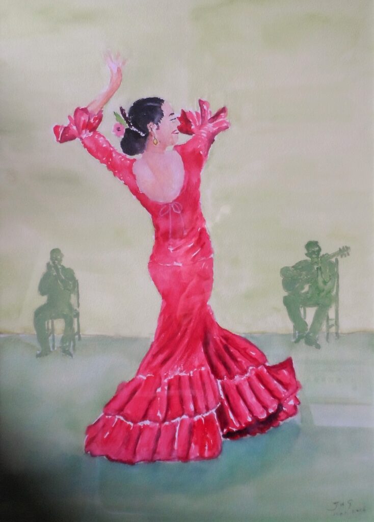 Jan de Graaff-Flamenco danseres-aquarel