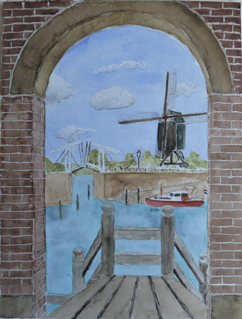 Jan de Graaff-Vismarkt te Heusden-aquarel