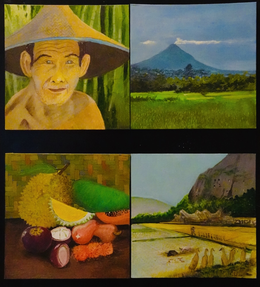 Ben Roelofsen - Bapak mata biru-Merapi-Buah buah-Tanah Toraja - acryl