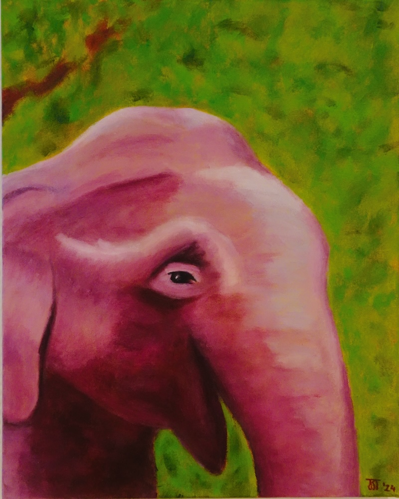 Jolanda Strubel - Portret van een olifant - acryl